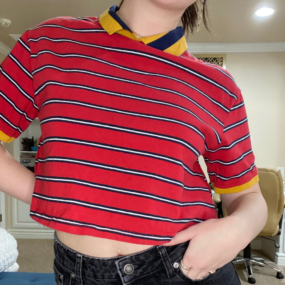 striped collared tee